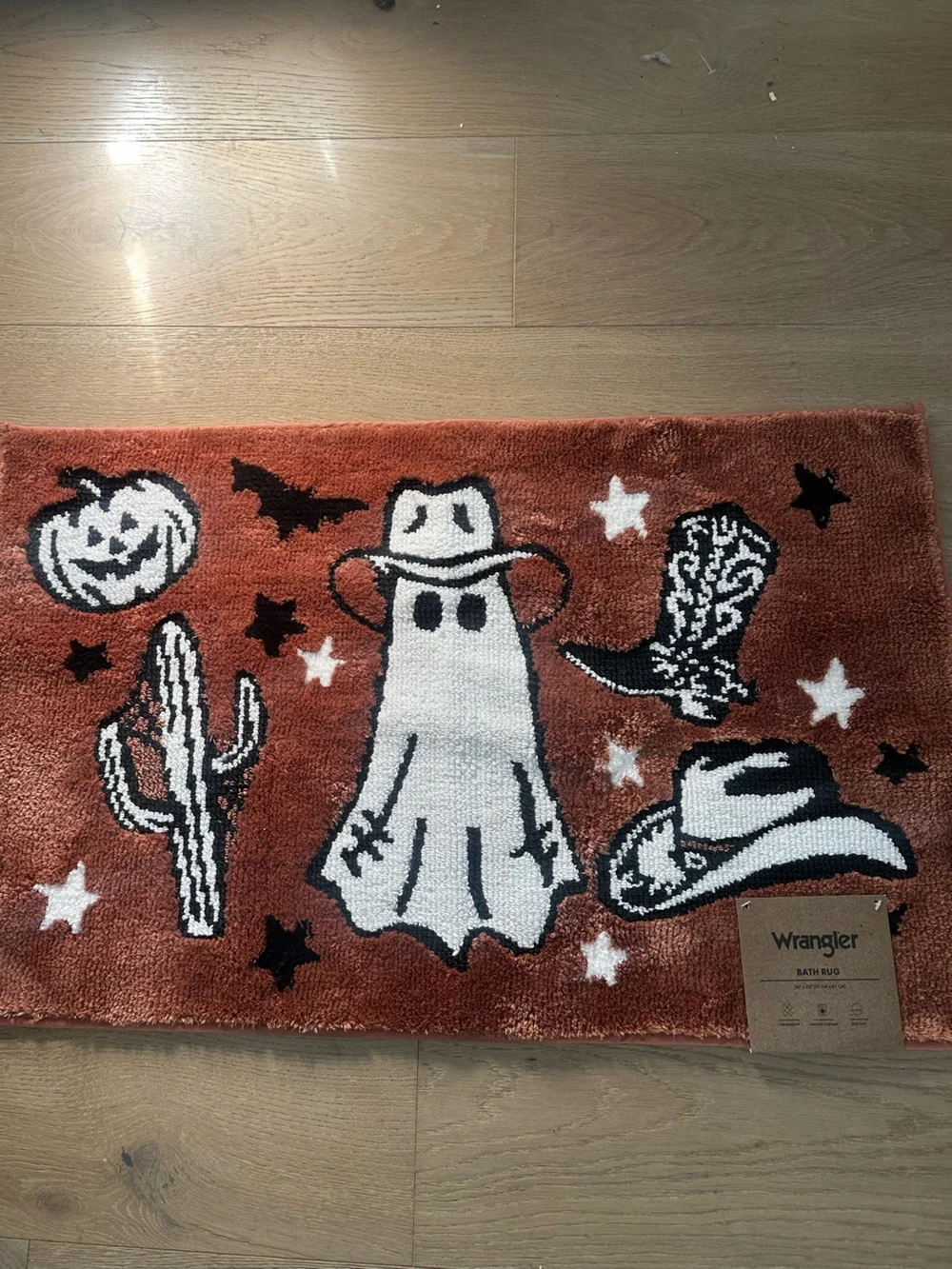 NWT Wrangler Halloween Western Ghost Cowboy Bath Rug 20x32 Spooky Decor